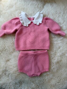 Janie and Jack Baby Heart Pointelle Matching Sweater Set